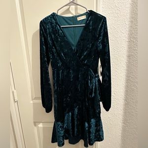 NWT Fall Green/teal velvet dress